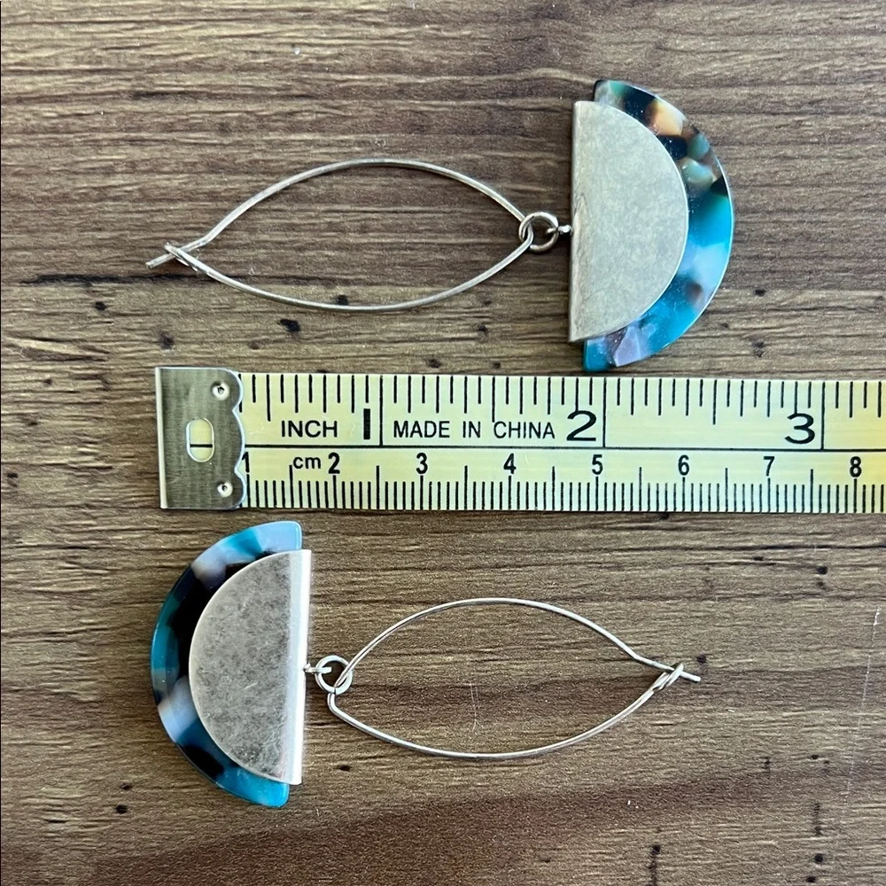 Gold & Tortoiseshell Half-Moon Drop Earrings - Picture 5 of 6